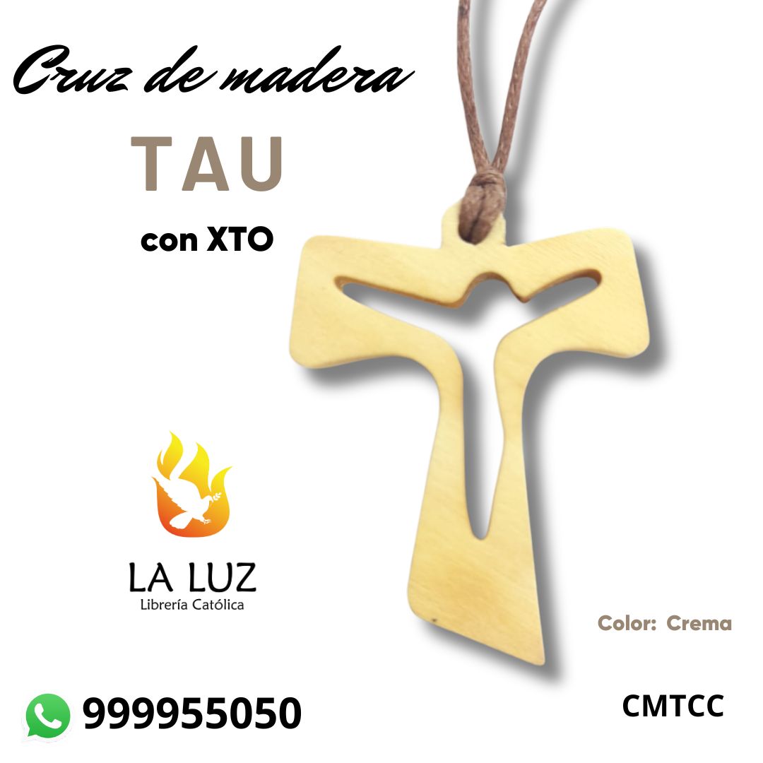 cruz-tau-con xto-de-madera-crema