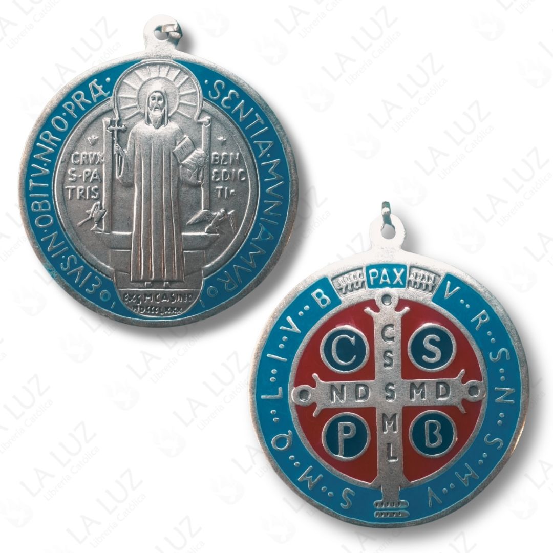 medalla-de-san-benito-grande-azul y rojo-ambos-lados