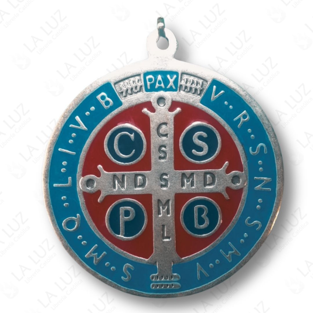 medalla-de-san-benito-grande-azul y rojo-atras