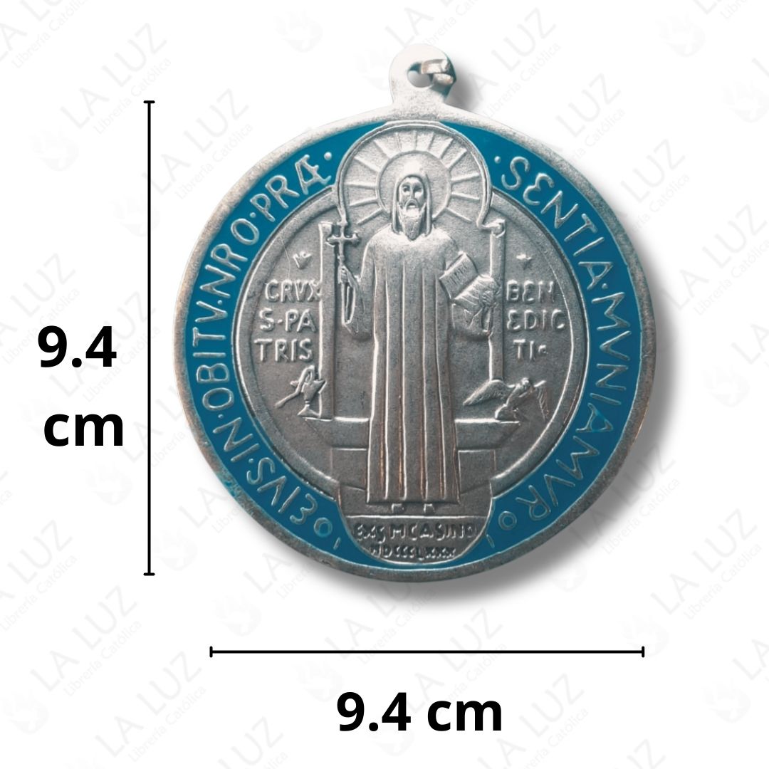 medalla-de-san-benito-grande-azul y rojo-medida